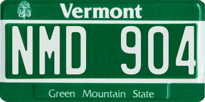 VT license plate NMD904