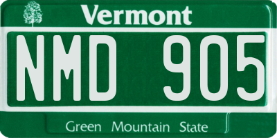 VT license plate NMD905