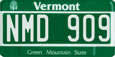 VT license plate NMD909