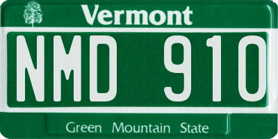 VT license plate NMD910