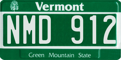 VT license plate NMD912