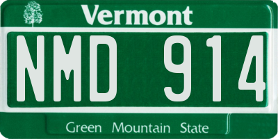VT license plate NMD914