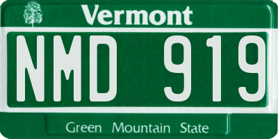 VT license plate NMD919