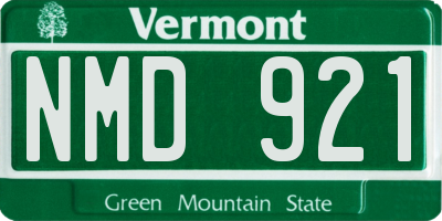 VT license plate NMD921