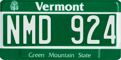VT license plate NMD924
