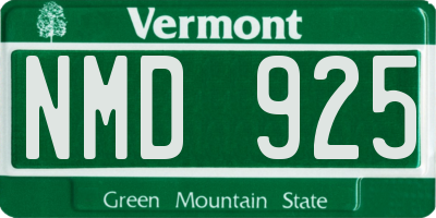 VT license plate NMD925