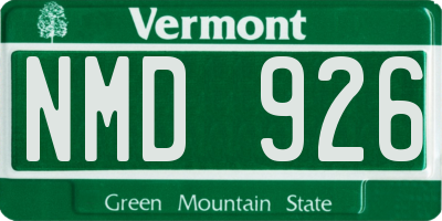 VT license plate NMD926