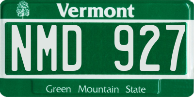 VT license plate NMD927