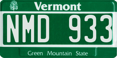 VT license plate NMD933
