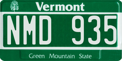 VT license plate NMD935