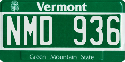 VT license plate NMD936