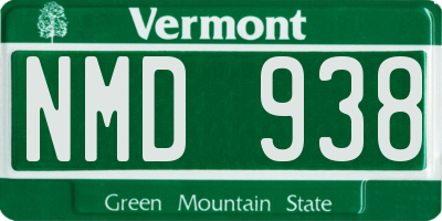 VT license plate NMD938