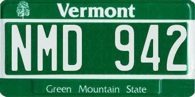 VT license plate NMD942
