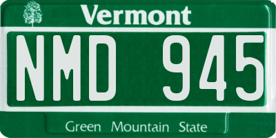 VT license plate NMD945