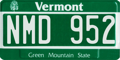 VT license plate NMD952