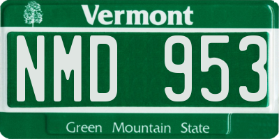 VT license plate NMD953