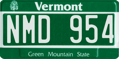 VT license plate NMD954