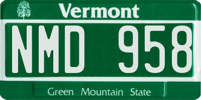 VT license plate NMD958