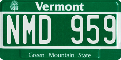 VT license plate NMD959