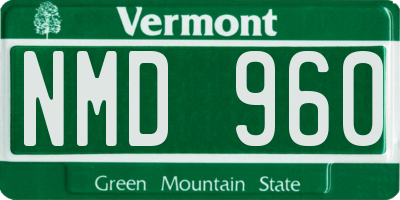VT license plate NMD960