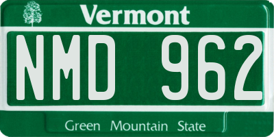 VT license plate NMD962