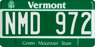 VT license plate NMD972