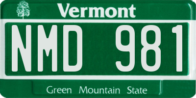 VT license plate NMD981