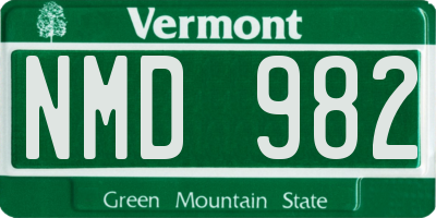 VT license plate NMD982