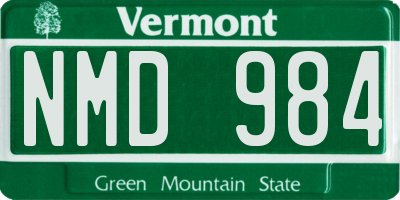 VT license plate NMD984