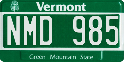 VT license plate NMD985
