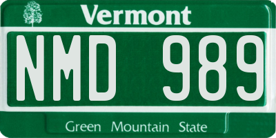 VT license plate NMD989
