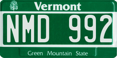 VT license plate NMD992