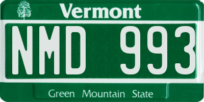 VT license plate NMD993
