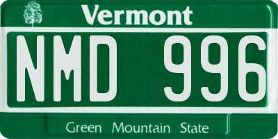 VT license plate NMD996