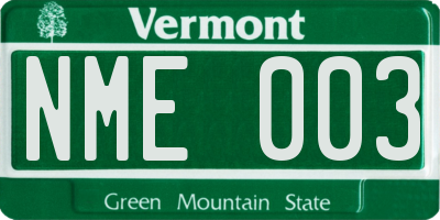 VT license plate NME003