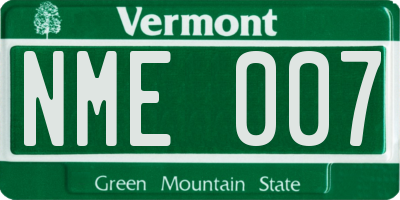 VT license plate NME007