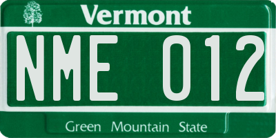 VT license plate NME012