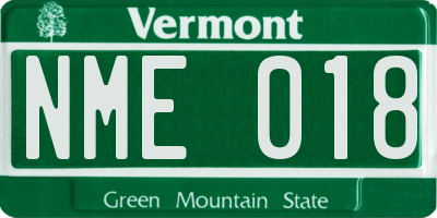 VT license plate NME018