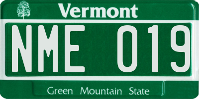 VT license plate NME019