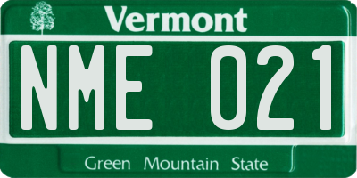 VT license plate NME021