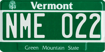 VT license plate NME022