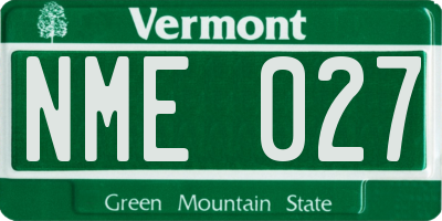 VT license plate NME027