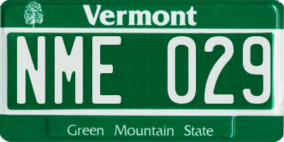 VT license plate NME029