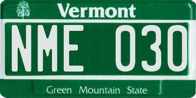 VT license plate NME030
