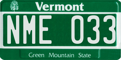 VT license plate NME033