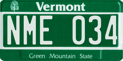 VT license plate NME034