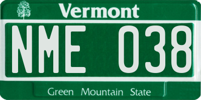 VT license plate NME038