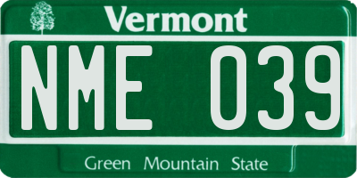 VT license plate NME039