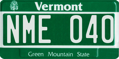 VT license plate NME040