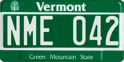 VT license plate NME042